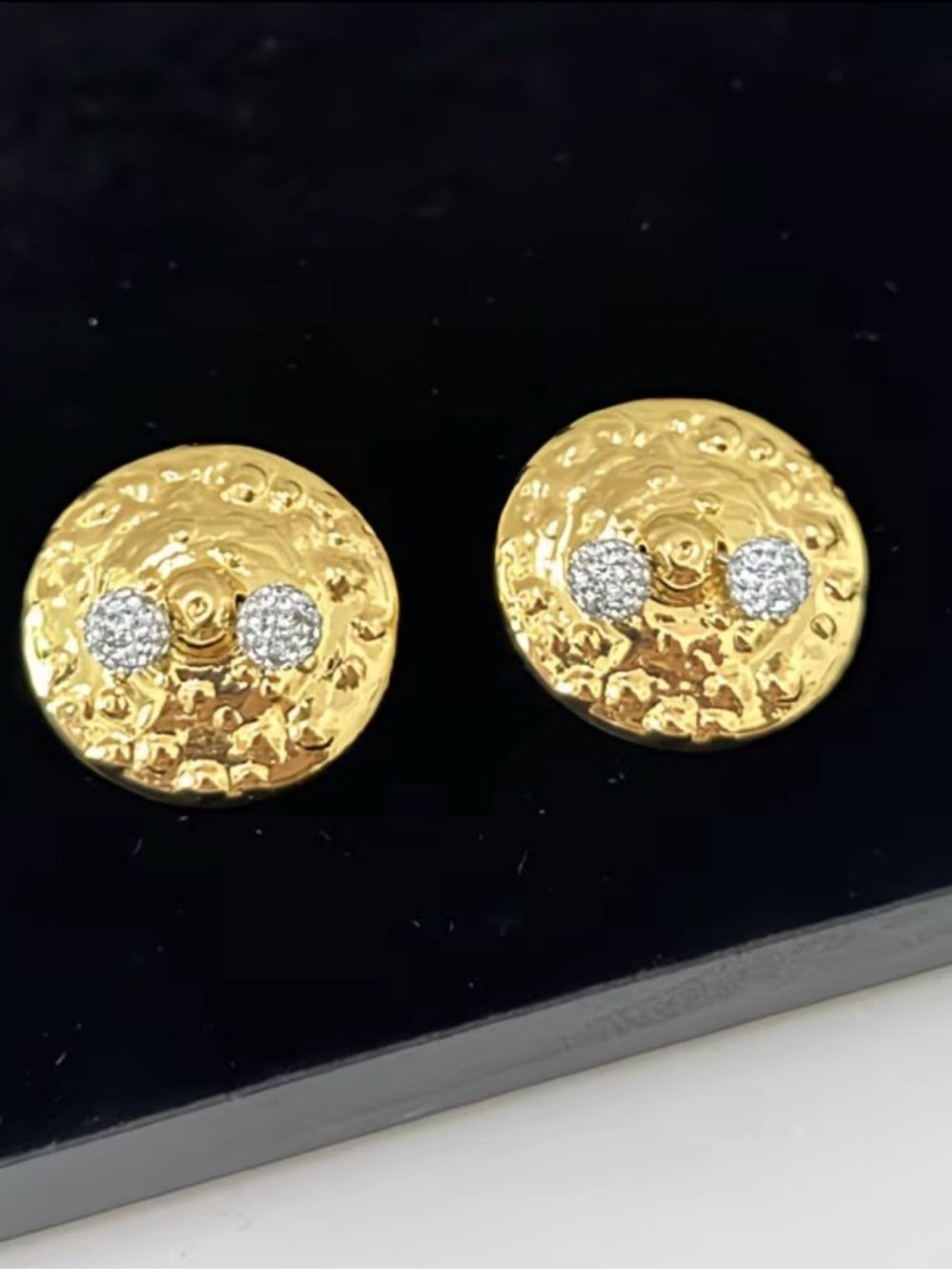 Schiaparelli Inspired Gold Textured Nipple design Stud Earrings